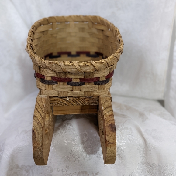 🎄 LTD Commodities NIB 1997 Santa Sleigh wood straw brown vintage - Picture 3 of 12